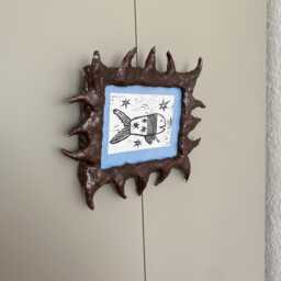 Little Fish Lino Print & Handmade Frame - Melbourne Artist Lou Lamb - thumbnail 2