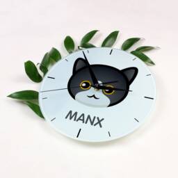 A Clock With A Manx Cat. New Collection The Cute Art-Dog Cat - thumbnail 2