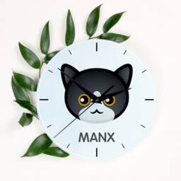 A Clock With A Manx Cat. New Collection The Cute Art-Dog Cat