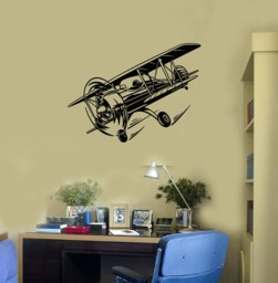 Retro Airplane Vinyl Wall Decal Aviation Child Room Decor Art Stickers Mural - #2615Di - thumbnail 1