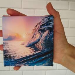 Tropical Wave Tube Sunset Landscape Painting Small Canvas Print, Print On Tiny Canvas, Mini Canvas 4 - thumbnail 2