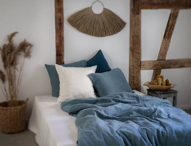 Dusty Blue Linen Duvet Cover With Ties/stonewashed Bedding/Soft Custom Size in Gray - image 1