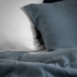 Dusty Blue Linen Duvet Cover With Ties/stonewashed Bedding/Soft Custom Size in Gray - thumbnail 4