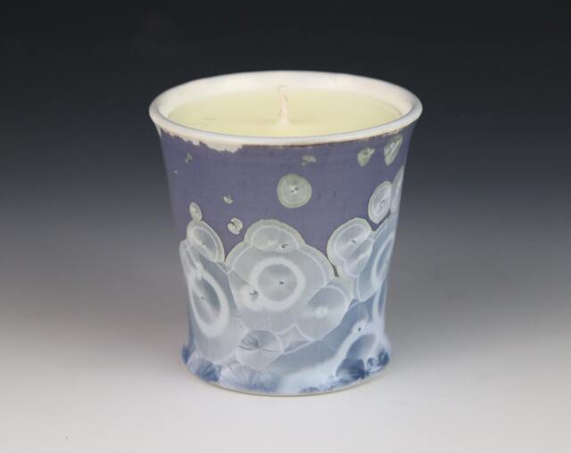 Soy Candle Crystalline 5 Oz Cup Ice Blue Purple Silver Gray With White Tumbler Brewed Jasmine Scented #8318 - image 1