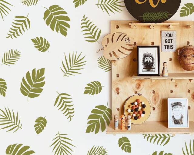 Jungle Nursery Decals - Palm Leaf Wall Decals, Tropical Decor, Kids Room Stickers, Safari Art - image 1
