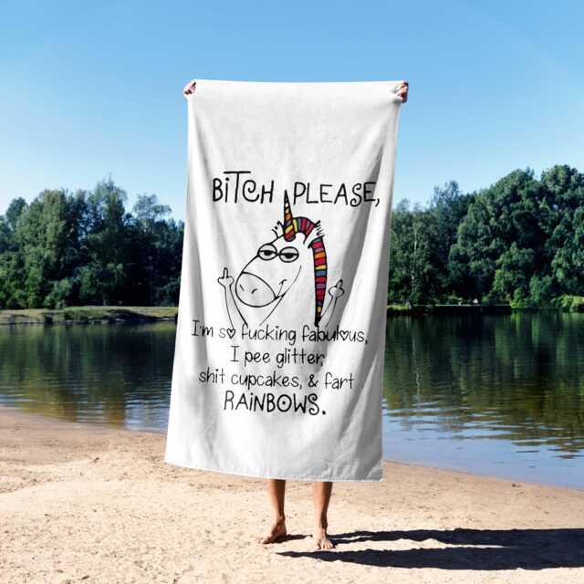 Unicorn Pee Glitter Rude Funny Joke Cheeky Any Colour Soft Absorbent Beach Bath Sheet Towel Decor Family Pet His Her House Warming Gift - image 1