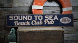 Beach Club Sign, House Name Decor, Rustic Wall Sign - Hand Made Wooden - thumbnail 1