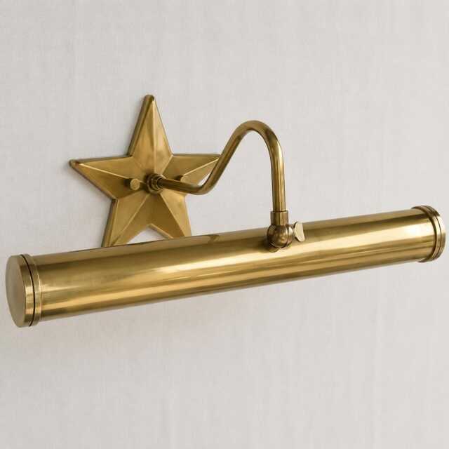 Mid Century Modern Brass Picture Light With Star Backplate - Adjustable Wall Sconce, Art Lighting - image 1