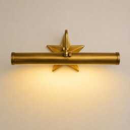 Mid Century Modern Brass Picture Light With Star Backplate - Adjustable Wall Sconce, Art Lighting - thumbnail 3