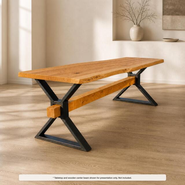 Farmhouse X Dining Table Legs, Heavy-Duty Powder-Coated Steel, Set Of 2, N229 - image 1