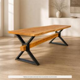 Farmhouse X Dining Table Legs, Heavy-Duty Powder-Coated Steel, Set Of 2, N229 - thumbnail 1