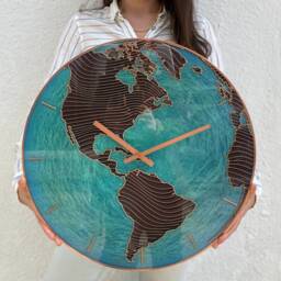 "America Earth Globe Glass Wall Clock Sea Blue Nautical Decor, 10""-24" - thumbnail 1
