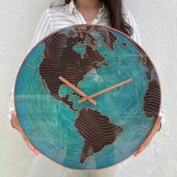 "America Earth Globe Glass Wall Clock Sea Blue Nautical Decor, 10""-24"