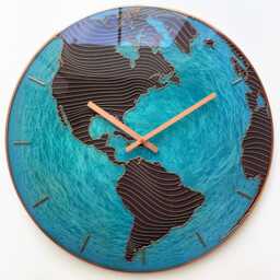 "America Earth Globe Glass Wall Clock Sea Blue Nautical Decor, 10""-24" - thumbnail 3