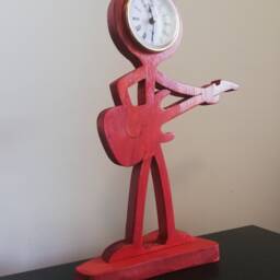 Handmade Wooden Guitarist Clock Music Lover Gift - thumbnail 2
