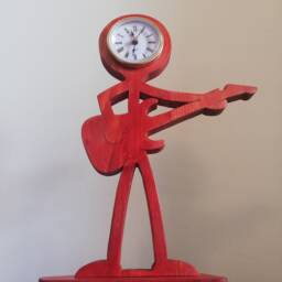 Handmade Wooden Guitarist Clock Music Lover Gift - thumbnail 3