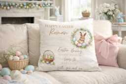 Personalised Easter Reading Pocket Cushion, Personalized Kids Gift , Story Book Cushion - thumbnail 1