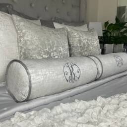 "Luxury Personalised Initial Embroidered Bolster Cushion 16""x6"