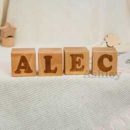 Wooden Alphabet Letter Blocks, Special Gift, Toys, Children's Room Decorations, First Birthday Blocks - thumbnail 2