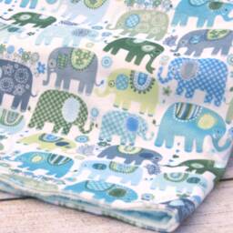 Blue Green Elephant Minky Baby Blanket - Shower Gift New Boy Soft Lovey Nursery Keepsake Car Seat - thumbnail 4
