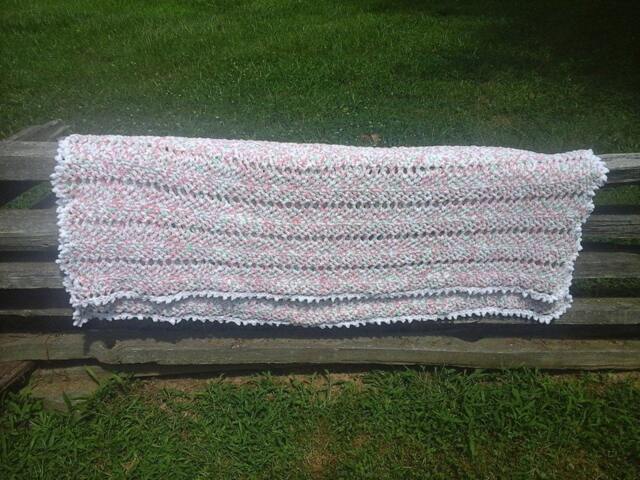 59 X 67 Pink Mint Orange White Varigated Crocheted Blanket - image 1