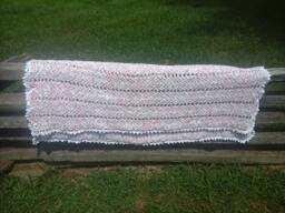 59 X 67 Pink Mint Orange White Varigated Crocheted Blanket - thumbnail 1