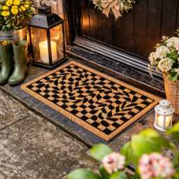 Groovy Melting Grid Mat - Trippy Entryway Rug Abstract Psychedelic Doormat - thumbnail 2