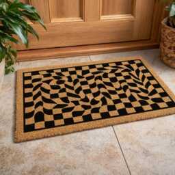 Groovy Melting Grid Mat - Trippy Entryway Rug Abstract Psychedelic Doormat - thumbnail 3