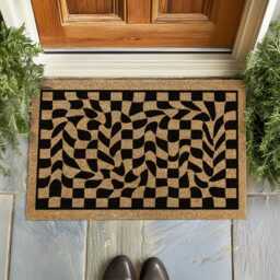 Groovy Melting Grid Mat - Trippy Entryway Rug Abstract Psychedelic Doormat - thumbnail 4