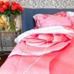 Pink Rose Bedding Set - 100% Cotton Queen Duvet Cover - thumbnail 2
