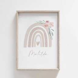 Neutral Beige Rainbow Initial Prints -Set Of 3, Baby Girl Print, Nursery Prints, Wall Art, Girls Bedroom, Playroom Room - thumbnail 3