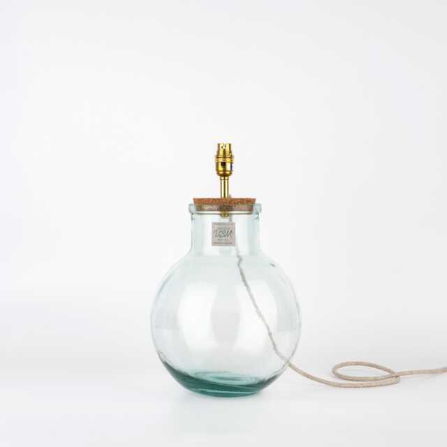 Handmade Recycled Glass Table Lamp - Terrarium Display With Removable Cork Lid - image 1