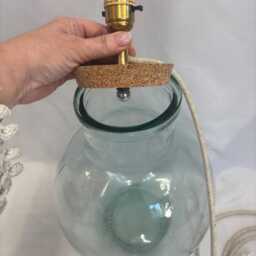 Handmade Recycled Glass Table Lamp - Terrarium Display With Cork Lid - thumbnail 2