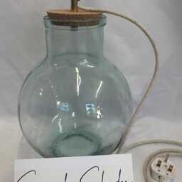 Handmade Recycled Glass Table Lamp - Terrarium Display With Removable Cork Lid - thumbnail 4