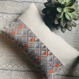Blue & Orange, Linen, Velvet, Natural, Cushion, Pillow, Home Decor, Boho, Eclectic, Living Room, Bedroom, Kids/Nursery - thumbnail 3