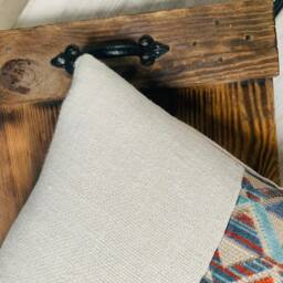 Blue & Orange, Linen, Velvet, Natural, Cushion, Pillow, Home Decor, Boho, Eclectic, Living Room, Bedroom, Kids/Nursery - thumbnail 2