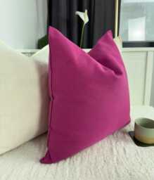 Cotton Linen Textured Fuchsia Pillow Cover Scatter Cushion Pink Decorative Lumbar Pillows - Any Custom Size
