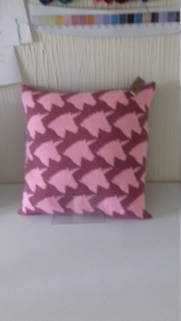 Handmade Knitted Unicorns Head Image Cushion Cover With Infill