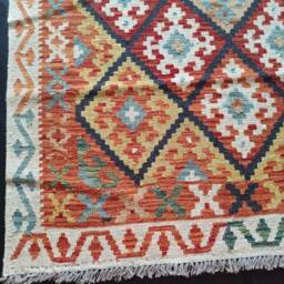 Tribal Multicolour Rug, Handmade Artisan Afghan Turkish Aztec Geometric Wool Kilim Rug 179x124 cm - thumbnail 4