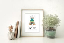 Personalized Wall Art Decor, Family Names, Boho Teepee Tribal Symbol Print 8x10 Digital Download - thumbnail 1