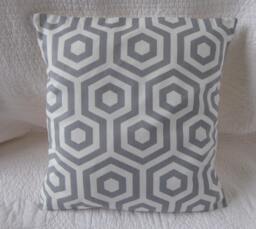 Handmade Grey Geometric Cushion Cover, 16 Inch - thumbnail 1