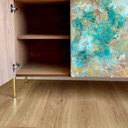 Mid Century Modern Sideboards, Turquoise Large Textured Sideboard Made To Measure - thumbnail 3