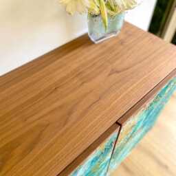 Mid Century Modern Sideboards, Turquoise Large Textured Sideboard Made To Measure - thumbnail 2