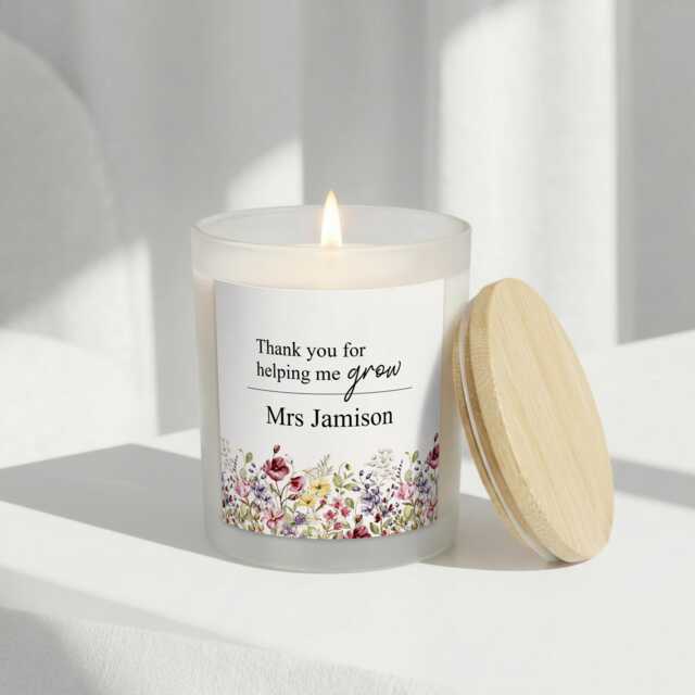 Personalised Teacher Candle & Box - Thank You Gift Teaching Assistant Present Keepsake From Child - image 1