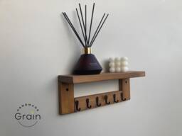 Key Holder Entryway Shelf, Floating Wall Mounted Hooks