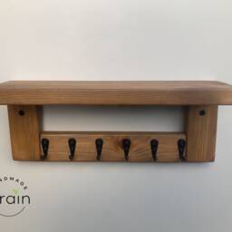 Key Holder Entryway Shelf, Floating Wall Mounted Hooks - thumbnail 3
