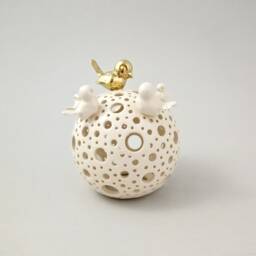 Ceramic Bird Tea Light Holder Carved Candle Lantern, Cheer Up Gift - thumbnail 3