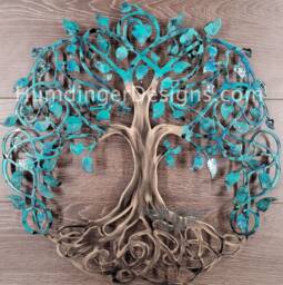 Teal Sparkle Tree Of Life Metal Wall Art