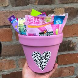 Hand Painted Large Dusky Pink Dalmatian Print Terracotta Plant Pot, 15cm Heart Decor, Garden Gifts - thumbnail 2