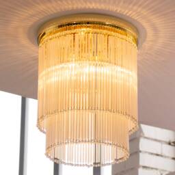 Ceiling D??co Chandelier ??32 cm Diameter With Glass Canes & Pearl Made in Italy Murano Silk Color - thumbnail 2